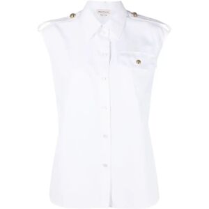 Alexander McQueen , White Military-Inspired Sleeveless Shirt ,White female, Sizes: L, S