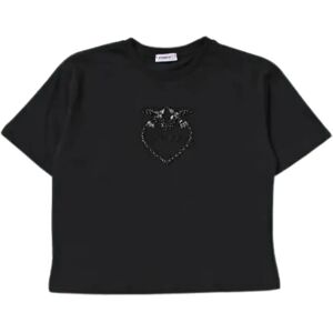 Pinko , Black Love Birds T-shirt ,Black female, Sizes: 10 Y