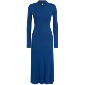 Patrizia Pepe , Long Blue Dress with High Neck and Long Sleeves ,Blue female, Sizes: XS