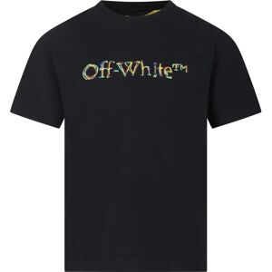 Off White , Black Cotton Logo T-Shirt ,Black unisex, Sizes: 8 Y