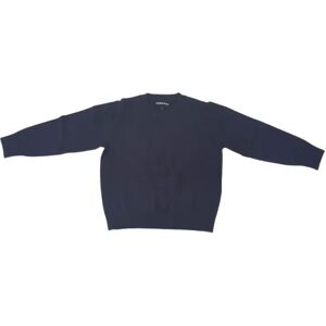 Armani , Long Sleeve Solid Color Sweater with Front Logo ,Blue unisex, Sizes: 6 Y, 4 Y, 16 Y, 14 Y, 12 Y, 10 Y