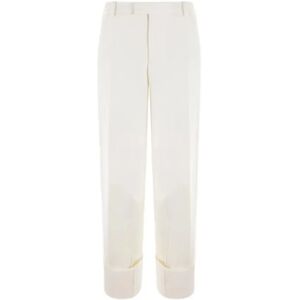 Bottega Veneta , Straight Leg Trousers in Ivory Grain de Poudre ,White female, Sizes: 2XS, XS