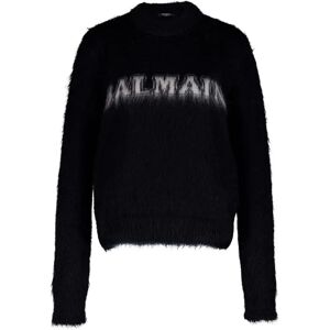 Balmain , Jacquard Brushed Mohair Balmain Jumper ,Black female, Sizes: S