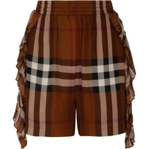 Burberry , Short Checkered Silk Shorts ,Brown female, Sizes: 2XS, XS