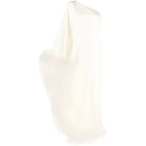 Taller Marmo , White Ostrich Feather One-Shoulder Dress ,White female, Sizes: XS, 2XS