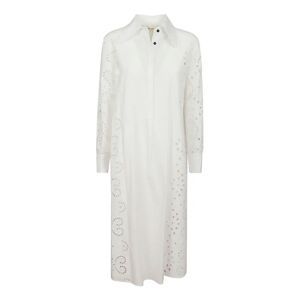 Liviana Conti , Sangallo Cotton Blend Dress ,White female, Sizes: 2XS, XS, S
