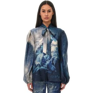 Roberto Cavalli , Silk Blouse in Denim Blue ,Multicolor female, Sizes: M