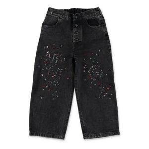 MM6 Maison Margiela , Black Denim Jeans with Strass Embellishment ,Black female, Sizes: 8 Y, 10 Y