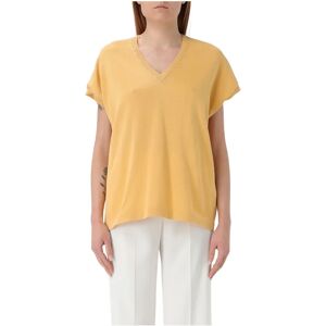 Fabiana Filippi , V-Neck T-Shirt ,Yellow female, Sizes: S