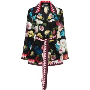 Dolce & Gabbana , Floral Print Silk Shirt with Notched Lapels ,Multicolor female, Sizes: S