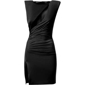 MVP wardrobe , One-Shoulder Draped Mini Dress ,Black female, Sizes: XS, 2XS