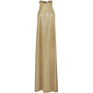 Alysi , Gold Lurex Maxi Dress ,Yellow female, Sizes: S