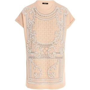 Balmain , Embellished Crewneck Tee ,Pink female, Sizes: M, S