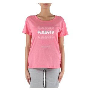 Armani Exchange , Flame Cotton Logo Print T-shirt ,Pink female, Sizes: S, M, L, XS