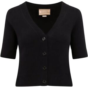 Gucci , Wool Cardigan with Short Sleeves ,Black female, Sizes: M