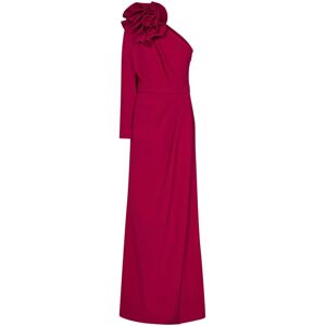 Elie Saab , Red One Shoulder Maxi Dress with 3D Flower Detail ,Red female, Sizes: XS