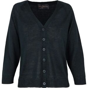 Cortana , Linen Sleeveless Cardigan Navy Blue ,Blue female, Sizes: M, S, L, 2XL, XL, XS