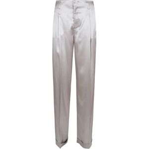 Ralph Lauren , Grey Satin Pleated Trousers Aw22 ,Gray female, Sizes: XL