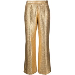 Forte Forte , Metallic Straight-Leg Trousers with Debossed Stripe Pattern ,Yellow female, Sizes: M