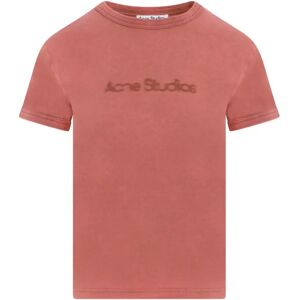 Acne Studios , Rust Red Logoed Cotton T-Shirt ,Red female, Sizes: XS, M, S