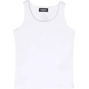 Dsquared2 , White Ribbed Tank Top with Black Logo Print ,White female, Sizes: 8 Y, 6 Y, 4 Y