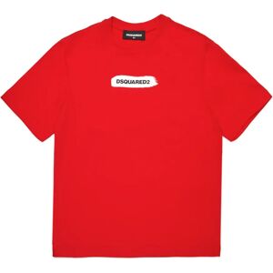 Dsquared2 , Brushstroke Graphic T-shirt ,Red unisex, Sizes: 8 Y, 10 Y