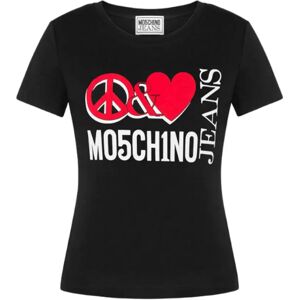 Moschino , Short Sleeve Logo T-Shirt ,Black female, Sizes: XS