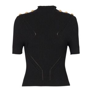 Balmain , Ribbed knit top ,Black female, Sizes: M, XS