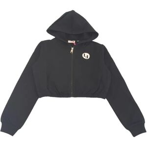 Liu Jo , Gold Logo Full Zip Hoodie ,Black female, Sizes: 14 Y, 12 Y, 16 Y