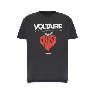 Zadig & Voltaire , Cotton T-shirt with Crush and Concert prints ,Black female, Sizes: XS
