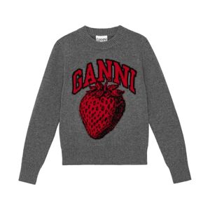 Ganni , Grey Intarsia Knit Sweater ,Gray female, Sizes: XS, L, M