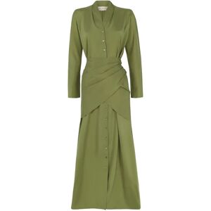 Cortana , Federica, silk and virgin wool green dress ,Green female, Sizes: S, M, XL, 2XL