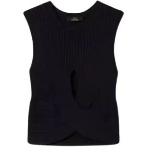 Twinset , Black Ribbed Cropped Top ,Black female, Sizes: XS, S, M