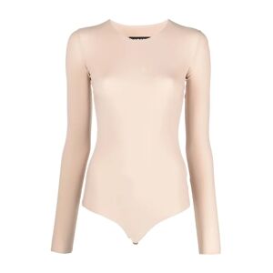 MM6 Maison Margiela , Logo-Print Bodysuit with Signature Numbers Motif ,Beige female, Sizes: XS, S