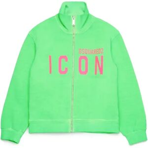 Dsquared2 , Sweatshirt with zip with neon Icon print ,Green unisex, Sizes: 8 Y, 6 Y, 12 Y, 14 Y, 4 Y, 10 Y, 16 Y