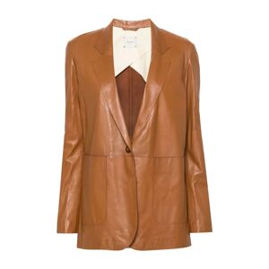 Alysi , Brown Leather Crinkled Finish Jacket ,Brown female, Sizes: M