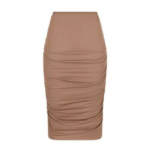 Dolce & Gabbana , Sophisticated Draped Midi Skirt ,Brown female, Sizes: S