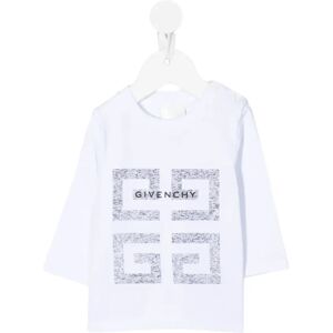 Givenchy , Bold Logo Print Long-Sleeved Cotton T-Shirt ,White unisex, Sizes: 10 Y