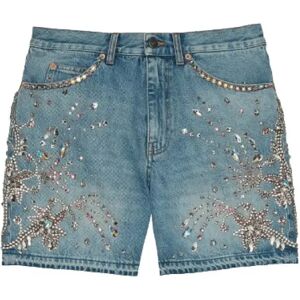 Gucci , denim short with crystal trim ,Blue female, Sizes: W29