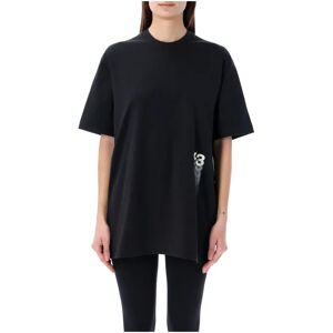 Y-3 , Graphic Tee with Contrasting Logo ,Black female, Sizes: M