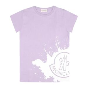 Moncler , Lilac Kids T-shirt with Paint Effect Print ,Purple female, Sizes: 8 Y, 10 Y
