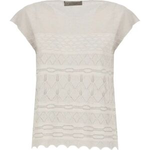 D.Exterior , Beige Sleeveless Crewneck Sweater with Lurex Embroideries ,Beige female, Sizes: XS