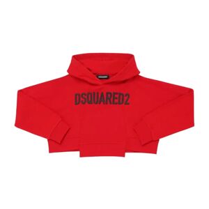 Dsquared2 , Red Cropped Hoodie with Logo Detail ,Red female, Sizes: 8 Y