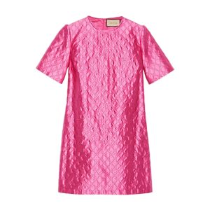 Gucci , Fuchsia Embroidered Crewneck Silk Dress ,Pink female, Sizes: XS