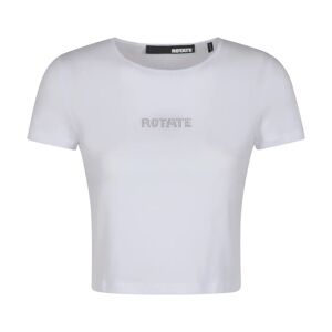 Rotate Birger Christensen , White Cropped Logo T-Shirt ,White female, Sizes: XS