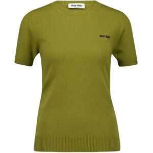 Miu Miu , Slim-fit Green Cashmere Sweater ,Green female, Sizes: M, S