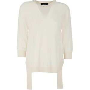 Simone Rocha , Long Sleeve Jumper With CUT OUT Sides, Tails EMB ,Beige female, Sizes: S