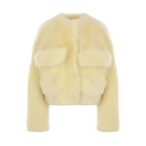Bottega Veneta , Yellow Shearling Cropped Jacket ,Yellow female, Sizes: 2XS