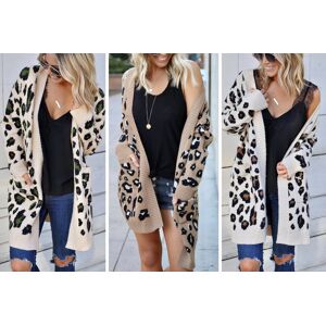 EC Life-Style Women's Long Sleeve Leopard Print Cardigan