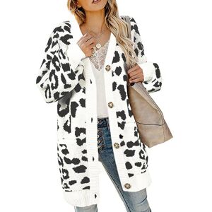 EC Life-Style Long Sleeve Leopard Print Cardigan - White, Khaki & Apricot!   Wowcher